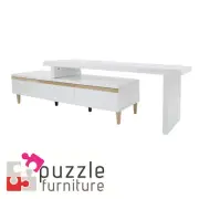 Norwegian Premium Extendable TV Unit High Gloss White with Cypress Trim NEW