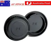 Body Cap + Rear Lens Cap For Pentax PK K-Mount For K20D K10D K2