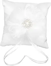 [KOMBIUDA] Bridal Ring Pillow Ring Bearer Rose Pillow Floral Pillow Wedding Ring Pillow Floral Ring Pillow Rose Ring The Ring White