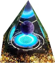 Healing Crystals, Crystal Pyramid for Positive Energy, Elegant Amethyst Crystal Ball, Orgonite Pyramids for Stress Reduce Healing Meditation Attract Wealth Lucky, Orgonite Pyramids
