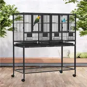 Advwin 2in1 Large Bird Cage 146cm Parrot Aviary Budgie Pet Cage Wheel w/Brake