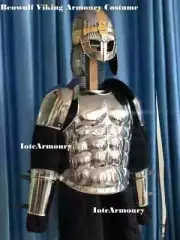 Complete Wearable Halloween Costume Beowulf Viking Helmet Muscle Cuirass Shoulde
