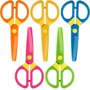 5 PCS Pre-School Training Scissors, Plastic Safety Scissors Child-Safe Scissors