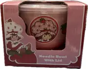 Strawberry Shortcake Cute Pink Ramen Noodle Bowl with Lid