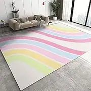 Colorful Wavy Stripes Rug for Bedroom Colorful Line Art Easy Clean Rug, Soft Non-Skid Carpet Throw Rug for Kids Teen Girls Boys Living Room Classroom Office 4x6 ft
