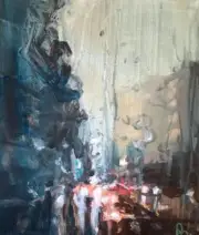 Rain on Windscreen E Original Impressionist Oil Painting Paul Mitchell 10" X 12"