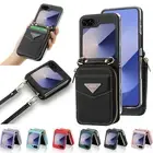 For Samsung Galaxy Z Flip 6 5 4 3 Case Shockproof Leather Card Wallet Phone Case