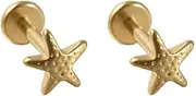 [Cykdohy] 16G Starfish Cartilage Tragus Small Earring for Women Men Titanium Simple Statement Star Flat Back Stud Earrings Internally Threaded Hypoallergenic Nose Helix Conch Labret Piercing Jewelry