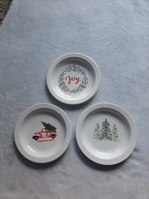 Winter Wonder Lane 3 Pie Plates Christmas Truck Joy Set of Three 6.5 X 1.5"