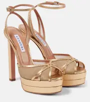 [Aquazzura] Aquazzura Shear 130 mesh platform sandals AU 10.5 gold