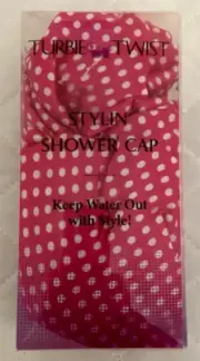 Turbie Twist Stylin' Shower Cap Pink White Polka Dot NEW