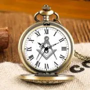 Retro Freemason G Dial Chrome Square and Compass Mason Masonic Pocket Watch Gift