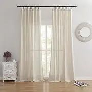 [Joydeco] Linen Curtains 84 Inches Long,Living Room Curtains 2 Panel Sets,Light Filtering Drapes with Back Tab Rod Pockets (W52 x L84 Inch, Oatmeal)