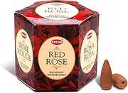 HEM Red Rose Backflow Brown Incense Cones | Long Lasting Aroma for Positivity & Pure Air | Wood Powder | Aromatherapy for Stress Relief, Air Purifier & Cleansing | Gift Set - Pack of 40 Cones