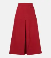 [Max Mara] Max Mara Renoir pleated cotton midi skirt UK 14 red