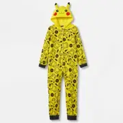 Pokemon Pikachu Hoodie Union Suit One Piece Pajamas 4 5 6 7 10 12 14 Boy Girl