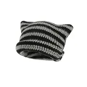 Crochet Hats for Women Cat Beanie Vintage Beanies Women Fox Hat One Size Black