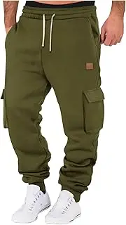 [Generic] Cargo Jogger Pants for Men Elastic Waist Drawstring Sweatpants Fleece Casual Trousers Baggy Workout Running Sports Pants