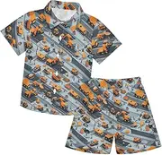 [Caihoyu] Toddler Baby Boys Short Sleeve Button Down Shirt & Casual Shorts Set Toddler Kids Baby Boys Summer Clothing