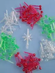 RARE Aurora Clear Star Ceramic Xmas Tree w/ Red White Green Globe Pin lights