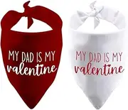 [PWHAOO] 2 Pack My Mom/Dad is My Valentine Dog Bandana Valentine's Day Dog Bandana Gift (2 Pack Dad Valentine)