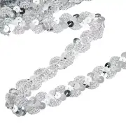 11 Yard Sequins Trim Ribbon 0.6 Inch Sequin Gimp Braid Trim, Silver