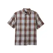 Brixton Cru Linen Blend Woven Shirt Pinecone Brown / Coronet Blue Sale