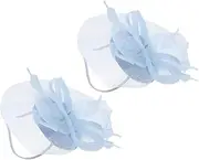[FOMIYES] Elegant Bridal Feather Hair Accessories Women's Wedding Fascinator Hat Organza Mesh Headband for Banquet Events