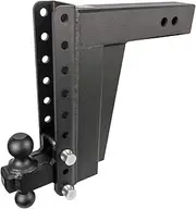 BulletProof Hitches 3.0" Adjustable Extreme Duty (36,000lb Rating) 12" Drop/Rise Trailer Hitch with 2" and 2 5/16" Dual Ball (Black Textured Powder Coat, Solid Steel)
