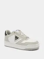 GUESS White Grey Aveni Low-Top Sneakers Size: 12