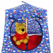 Blue, Sparkling Solar System Toy Pop Up Fabric House, 2 Sleeping Bags, Handmade