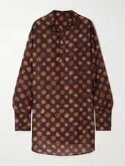 [Dries Van Noten] Dries Van Noten - Polka-dot Silk-voile Shirt - Brown - x small x small Brown