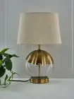 Glass Sphere Table Lamp Contemporary Bedside Nightstand Lamp With Gold Base