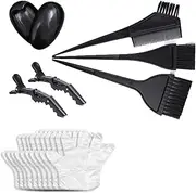 klahh Tools for Hair Colouring Kit DIY Salon Hair Coloring Tools Set 3 Pieces Hair Coloring Brush 2 Hair Clips 30 Gloves 2 pcs Ear Muffs for Hair Tint Dying Coloring Applicator