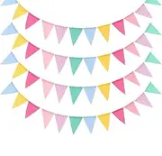 60Pcs Flags Multicolor Pennant Banner, Imitated Linen Burlap Bunting Supplies for Birthday Party Wedding Home Festival Decorations