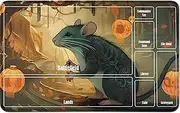 RWUTYTIUL MTG Card Playmat Yugioh Playmat Desk Mats 24X14 Inch, Stitched Playmat for Commander Board RPG CCG Game Magic The Gathering, Play Mat for Card Game Playing Accessories, Lantern Mouse