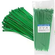 200 Pack Green Cable Ties, Nylon Zip Ties, 200mm x 3.6mm Plastic Tie Wraps, Secure Self-Locking Mechanism for Home, Garden, Office and DIY