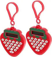 [VANZACK] 2 Pcs Cute Strawberry Mini Calculator Keychain Portable Electronic Calculator with Display for Students School Supplies Compact User Friendly Design