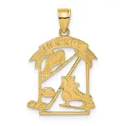 14K Yellow Gold Hockey Story Framed Charm