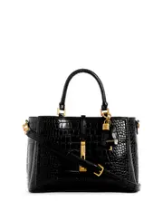 GUESS Black James Croco Girlfriend Satchel Bag