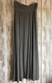 BCBG MAX AZRIA "Ashlynn" Heather Gray Double Front Slits Foldover Maxi Skirt XS