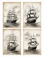 Junk Journal Ephemera Scrapbooking Card Toppers Journal Cards Sailing Boats
