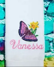 embroidered towel set BUTTERFLY personalised bath towel hand towel or bath sheet