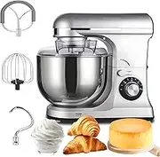 7L Commercial Food Mixer, 1300w Stainless Steel Stand Mixer with Dough Hook+Mixing Hook+Egg Beater, 8 Speed Pizza Bakery Blender Dough Mixer,for Schools, Bakeries, Restaurants