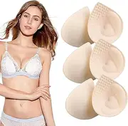 KALUROIL 3 Pairs Bra Cups Bra Pads for Bikini, Tri Angle Shape, Beige - Push Up Breast Enhancer, Self-Adhesive