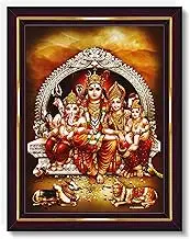Pavan Photo Laminations Shiv Parivar Family Siva Parvati Lord Shiva Wall Painting Framed Home Decor (Wood,Matte,Brown,Small Size,6 x 8 Inch) B1152S