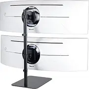 VIVO Freestanding Dual Vertically Stacked Ultra-wide Monitor Desk Stand, Extra Tall Heavy Duty Adjustable Mount for 2 Ultrawide Screens up to 49 inches, 20kg Per Screen Capacity, Black, STAND-V202L
