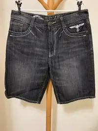 在飛比找Yahoo!奇摩拍賣優惠-衣市藍~BIG TRAIN 牛仔短褲 (XL~約W33~黑~