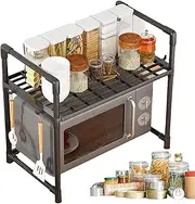 Microwave Stand Countertop | Bakers Racks for Kitchens | Heavy Duty Kitchen Countertop Storage Microwave Stand with Hooks for Home