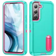 MCC Shockproof Samsung Galaxy S22+ Plus Case Cover Heavy Duty with Stand [Light Blue+Magenta]
